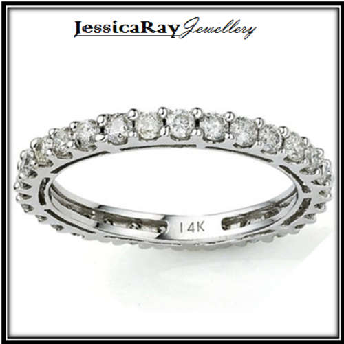 1.03ct TW - Genuine Diamond, 14k White Gold, Eternity Ring - USA SIZE 7
