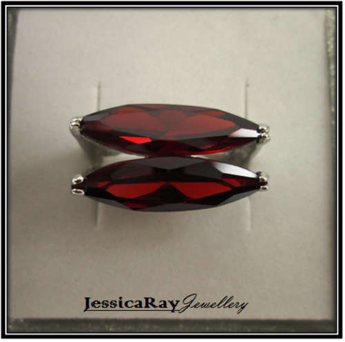 Marquise Cut Red Garnet - Set in Silver - USA SIZE 7