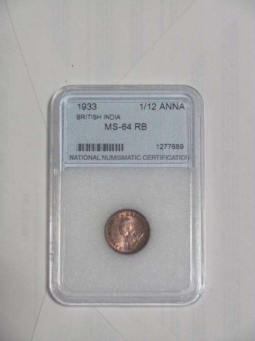 1933 1/2 Anna British India MS64