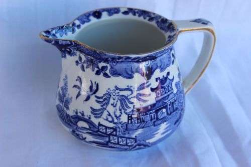BLUE WILLOW MILK JUG  NO 1  BURLEIGH WARE ENGLAND