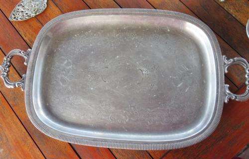 SILVER PLATED TRAY   MARKED   EMESS