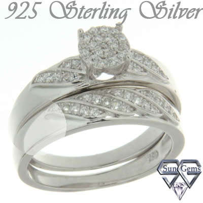 Solid 925 Sterling Silver & Russian AAA+ CZ ring size 7 # + 2.58g (set)