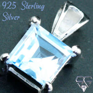 Sterling Silver Pendant 13mm with Topaz Stone