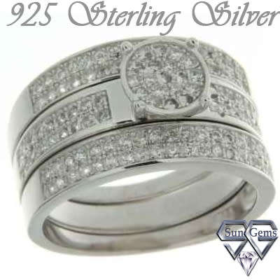 Solid 925 Sterling Silver & Russian AAA+ CZ ring size 7 # + 1.70g (set)