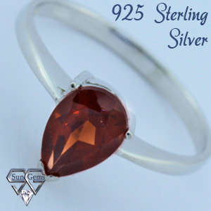 Solid 925 Sterling Silver With Garnet stones ring size # 7 + 1.88g