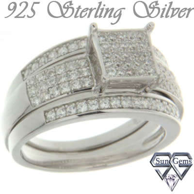Solid 925 Sterling Silver With Cubic Zirconia stones ring size # 7 + 5.79g