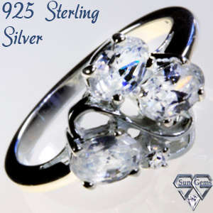 Solid 925 Sterling Silver With Cubic Zirconia stones ring size # 7 + 3.78g