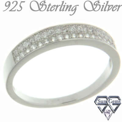 Solid 925 Sterling Silver With Cubic Zirconia stones ring size # 7 + 1.70g