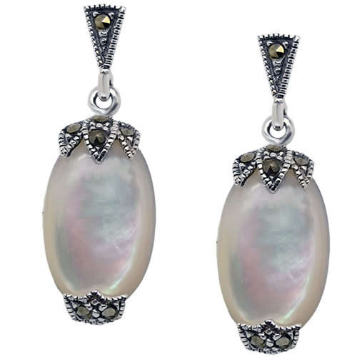 Marcasite Earrings Solid 925 Sterling Silver