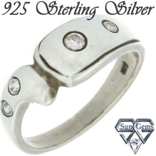 Solid 925 Sterling Silver & CZ ring size 6.5# + 3.40g
