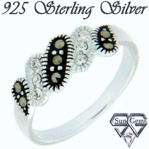 Solid 925 SS & Marcazite + Crystal ring size 7# + 1.99g