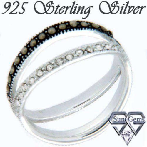 Solid 925 SS & Marcazite + Crystal ring size 8# + 3.76g