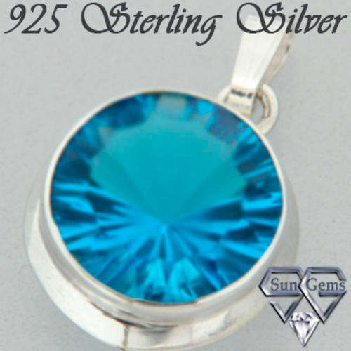 Solid 925 Sterling Silver & Mystic Topaz Pendant 25mm + 3.94g