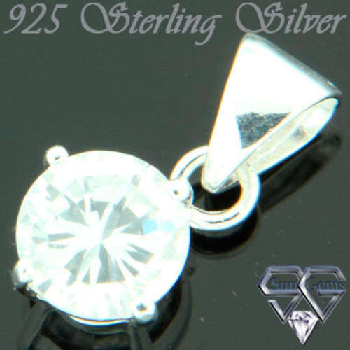 Solid 925 Sterling Silver & CZ Pendant 12mm + 0.69g