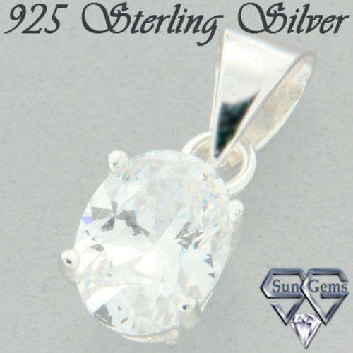 Solid 925 Sterling Silver & CZ Pendant 15mm + 0.96g