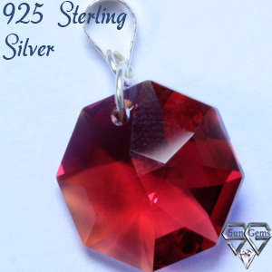 Solid 925 Sterling Silver & Crystal pendant 25mm 1.70g