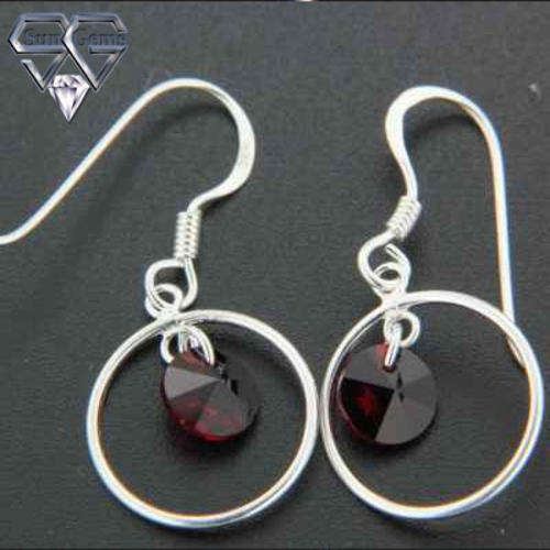 Solid 925 Sterling Silver & Crystal Earrings 28mm + 1.10g