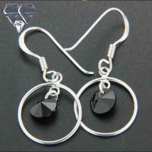 Solid 925 Sterling Silver & Crystal Earrings 28mm + 1.12g