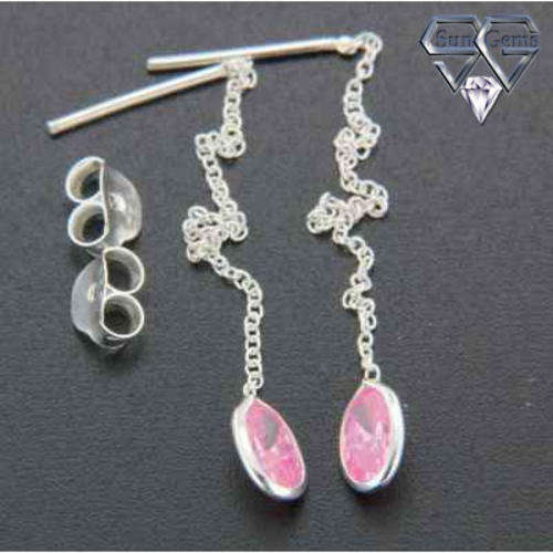 Solid 925 Sterling Silver & CZ earrings 50mm & 0.60g