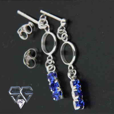 Solid 925 Sterling Silver & CZ earrings 25mm & 0.97g