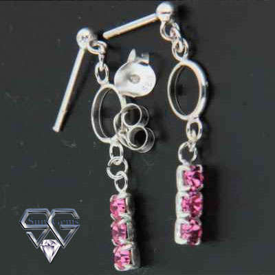 Solid 925 Sterling Silver & CZ earrings 25mm & 0.97g
