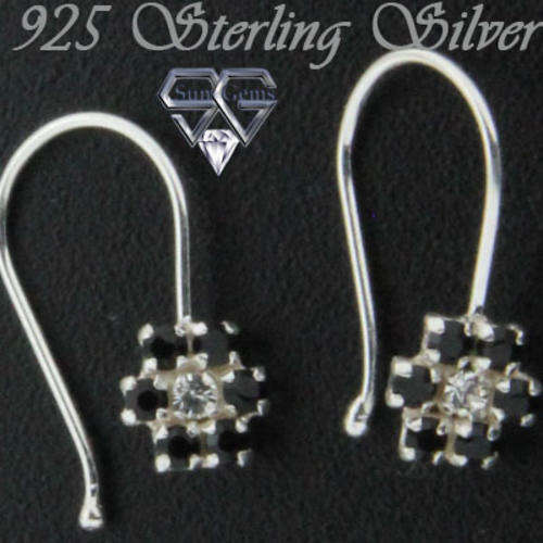 Solid 925 Sterling Silver & CZ Earrings 12mm + 0.35g