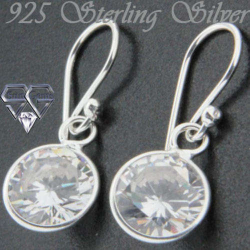 Sterling Silver Earrings 22 mm with CZ Pendant