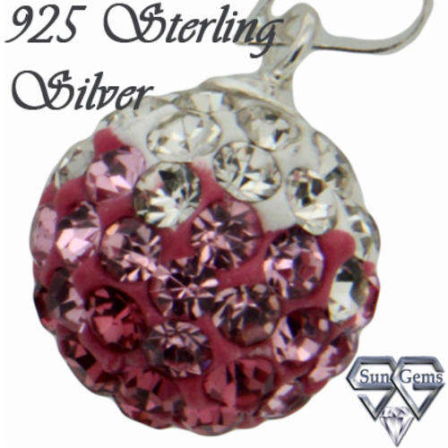 Solid 925 Sterling Silver & Crystal Pendant 18mm & 1.20g