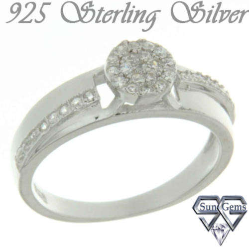 Solid 925 Sterling Silver & CZ ring #7 & 2.29g