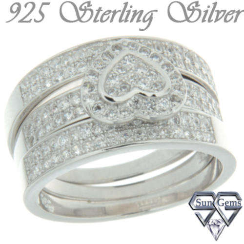 Solid 925 Sterling Silver & CZ ring size 7  + 5.35g