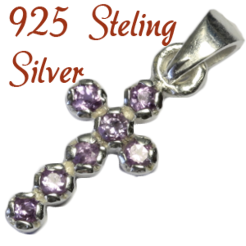 Natural Mined Amethyst & 925 sterling silver pendant 7 stones *2.3mm each