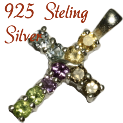 Natural Mined Gemstones & 925 Solid Sterling silver pendant 38mm + 2.62g