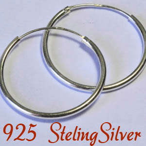 Solid 925 Sterling silver earrings 45 x 1.5mm + 2.16g