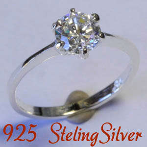Russian Lab created diamond & Solid 925 Sterling silver ring size 5.5# + 1.50g