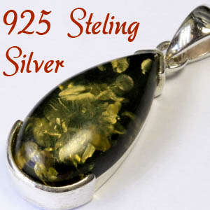 Natural Mined Amber  & Solid 925 Sterling silver pendant 30mm + 2.43g