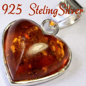Natural Mined Amber  & Solid 925 Sterling silver pendant 22mm + 1.31g