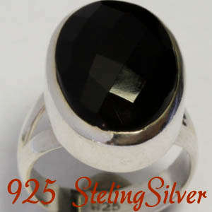 Solid 925 Sterling Silver & Onyx ring size 7# + 8.74g