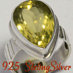 Solid 925 Sterling Silver & Citrine ring size 8# + 8.70g