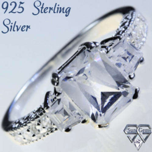 Solid 925 Sterling Silver & Russian AAA+ CZ ring size 7# + 3.71g