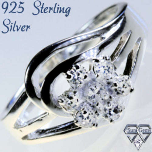 Solid 925 Sterling Silver & Russian AAA+ CZ ring size 7# + 4.57g