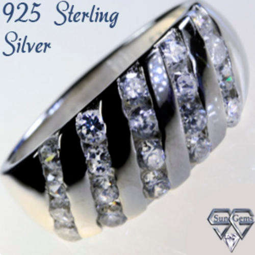 Solid 925 Sterling Silver & Russian AAA+ CZ ring size 8# + 4.77g