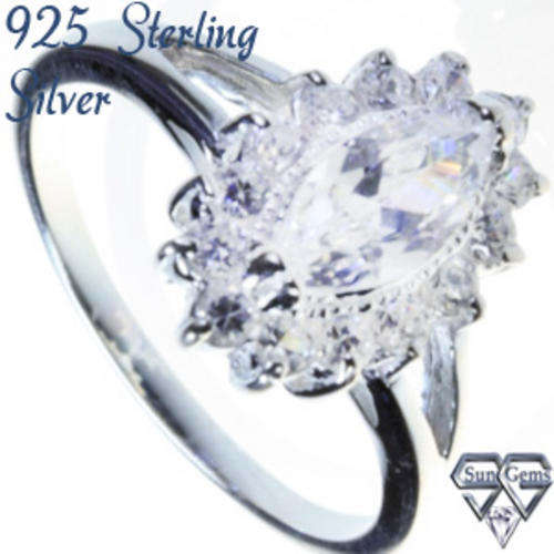 Solid 925 Sterling Silver & Russian AAA+ CZ ring size 9.5#+ 4.30g