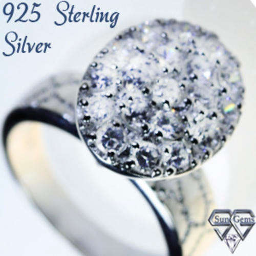 Solid 925 Sterling Silver & Russian AAA+ CZ ring size 7.5#+ 6.73g