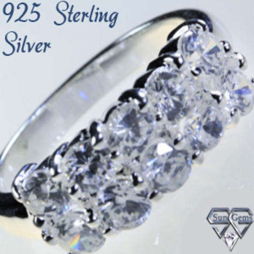 Solid 925 Sterling Silver & Russian AAA+ CZ ring size 6#+ 3.59g