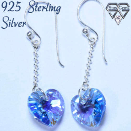 Solid 925 Sterling Silver & Crystal earrings 35mm 1.68g