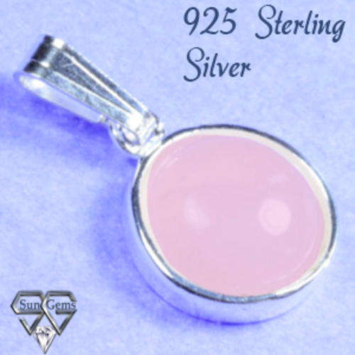 Solid 925 Sterling Silver & Rose quartz pendant 20mm + 2.10 g