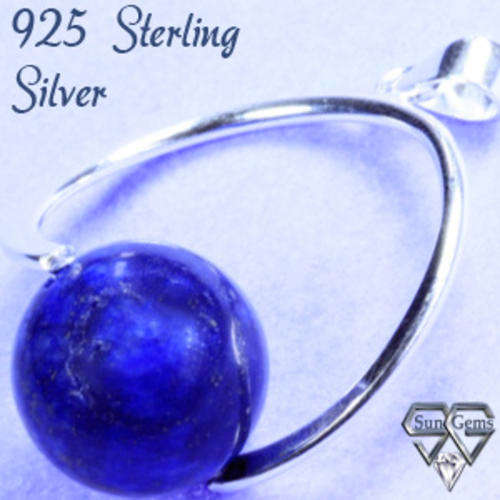 Solid 925 Sterling Silver & Lapis Lazuli pendant 35mm + 4.11g
