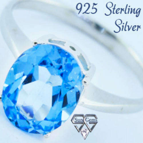 Solid 925 Sterling Silver & Topaz ring size 6.5# +  2.60g