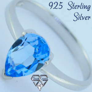 Solid 925 Sterling Silver & Topaz ring size 8# +  2.08g