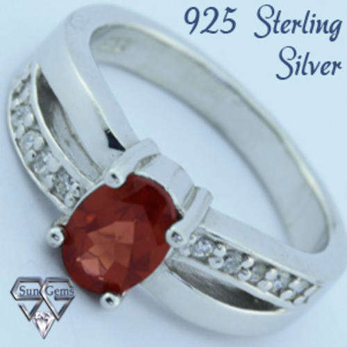 Solid 925 Sterling Silver & Garnet + CZ ring size 6.5# + 3.97g